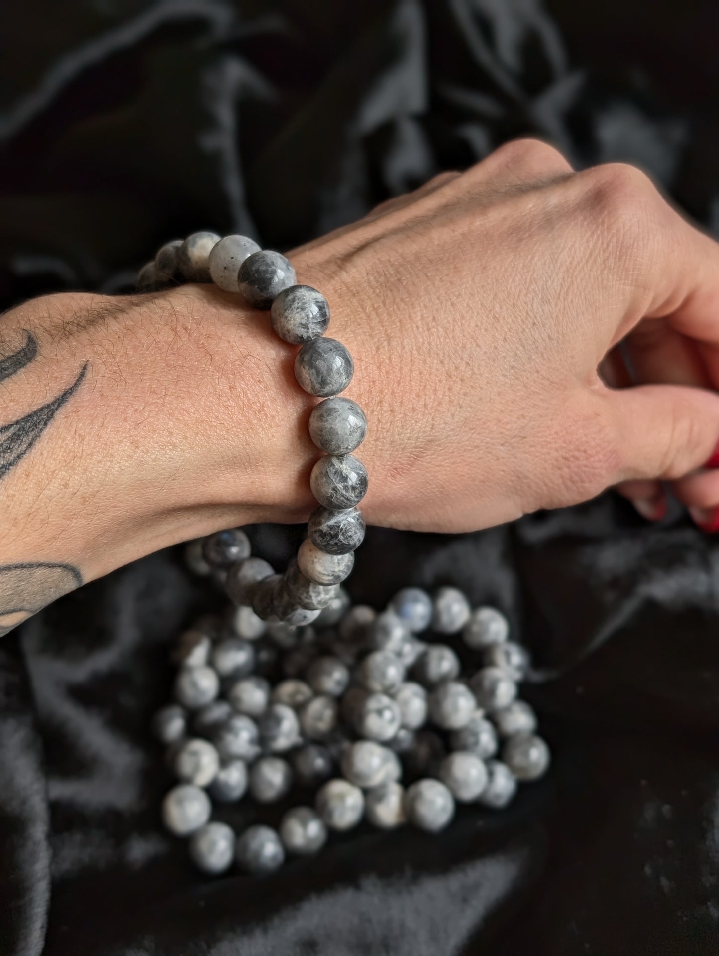 Bracelet élastiqué en labradorite