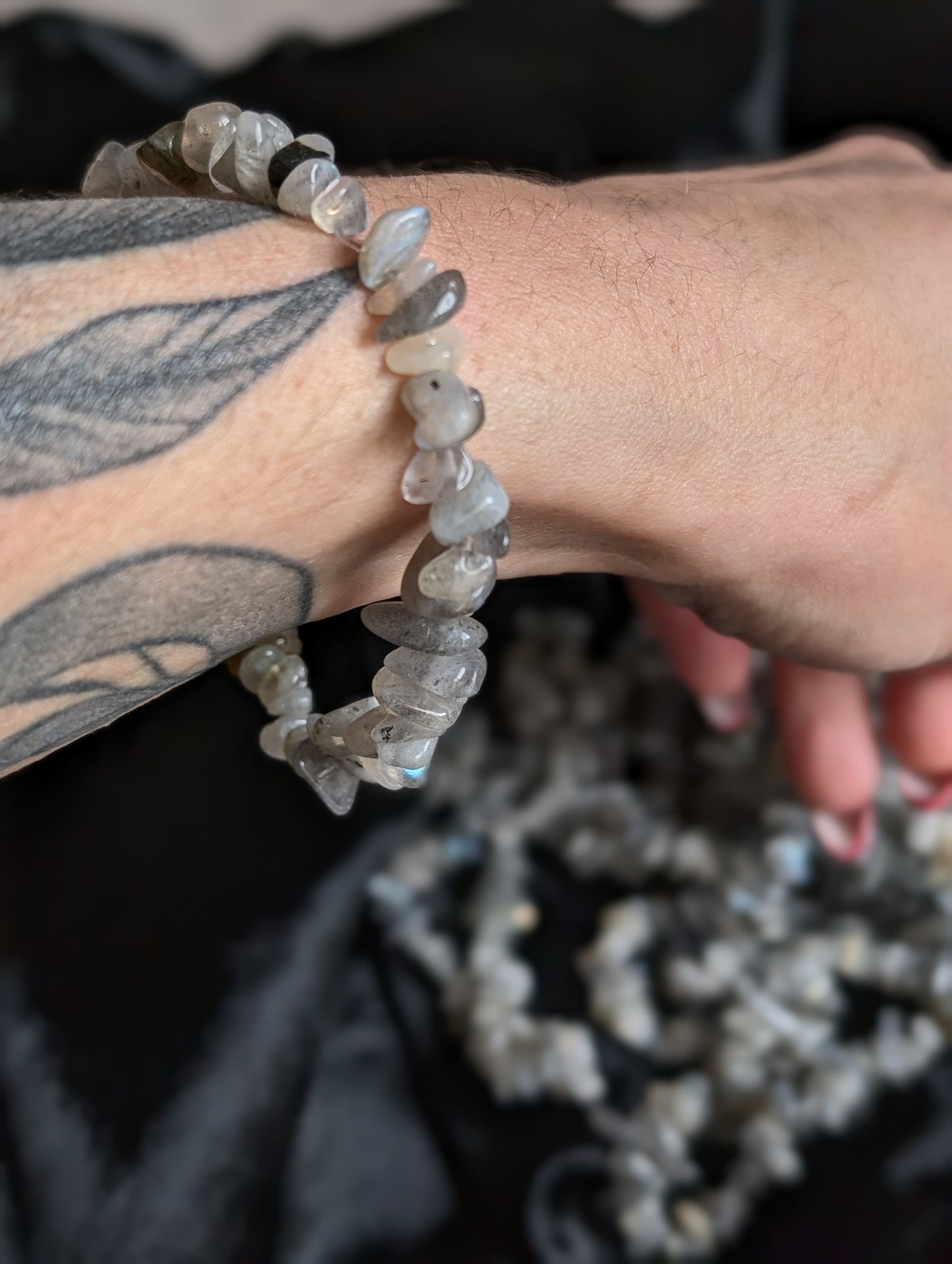 Bracelet élastiqué en labradorite