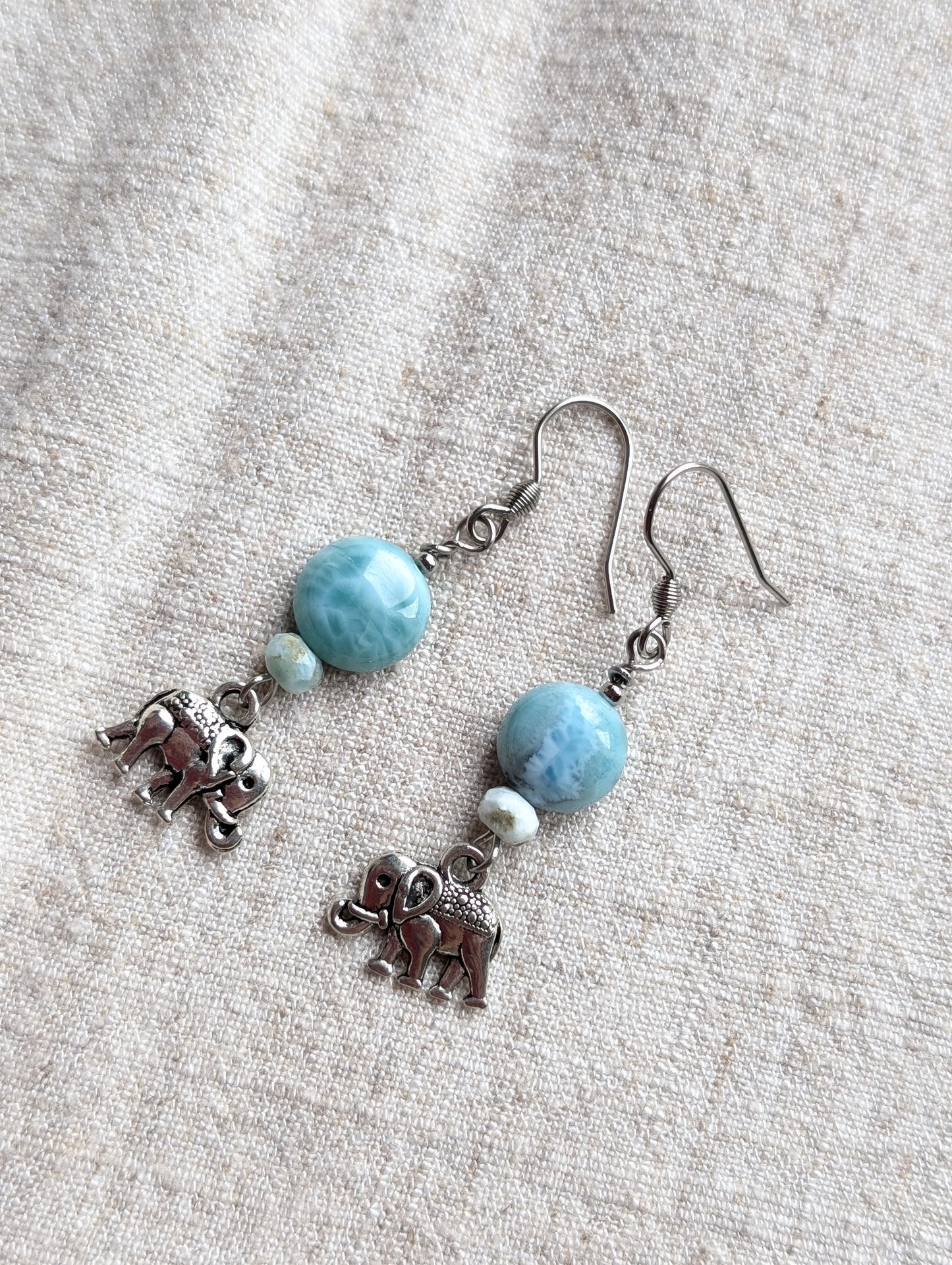 Boucles d'oreilles avec larimar