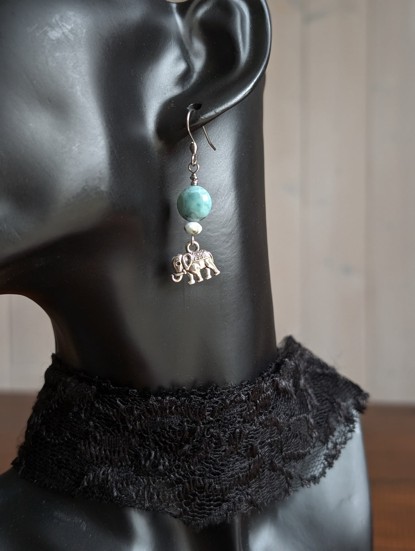 Boucles d'oreilles avec larimar