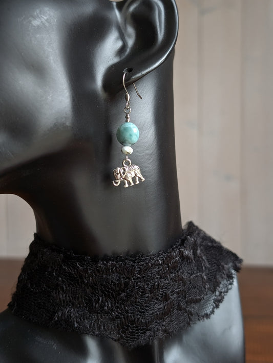 Boucles d'oreilles avec larimar - Aurore Lune