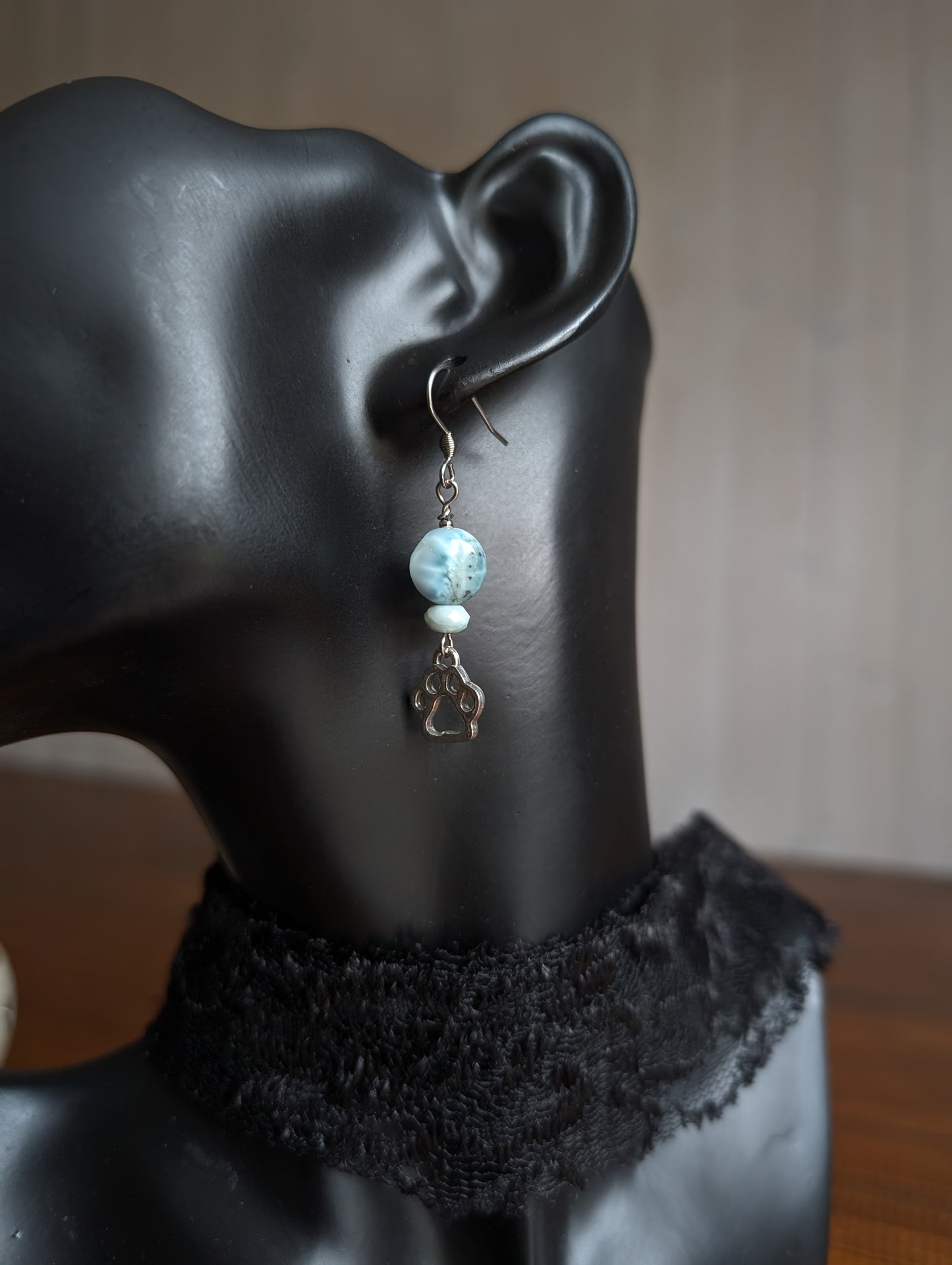 Boucles d'oreilles avec larimar - Aurore Lune
