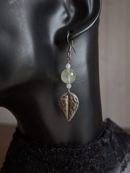 Boucles d'oreilles prehnite - Aurore Lune