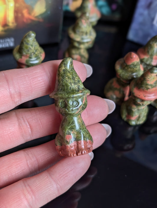 Chat en épidote unakite 5 cm - Aurore Lune