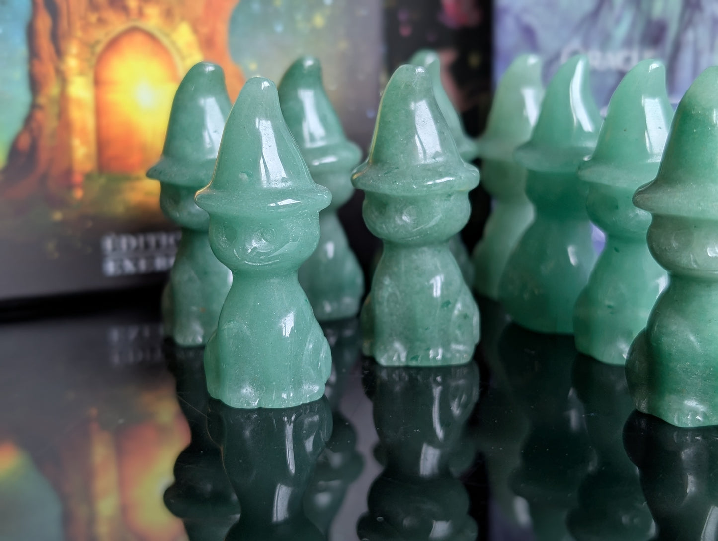 Chat en aventurine verte 5 cm - Aurore Lune