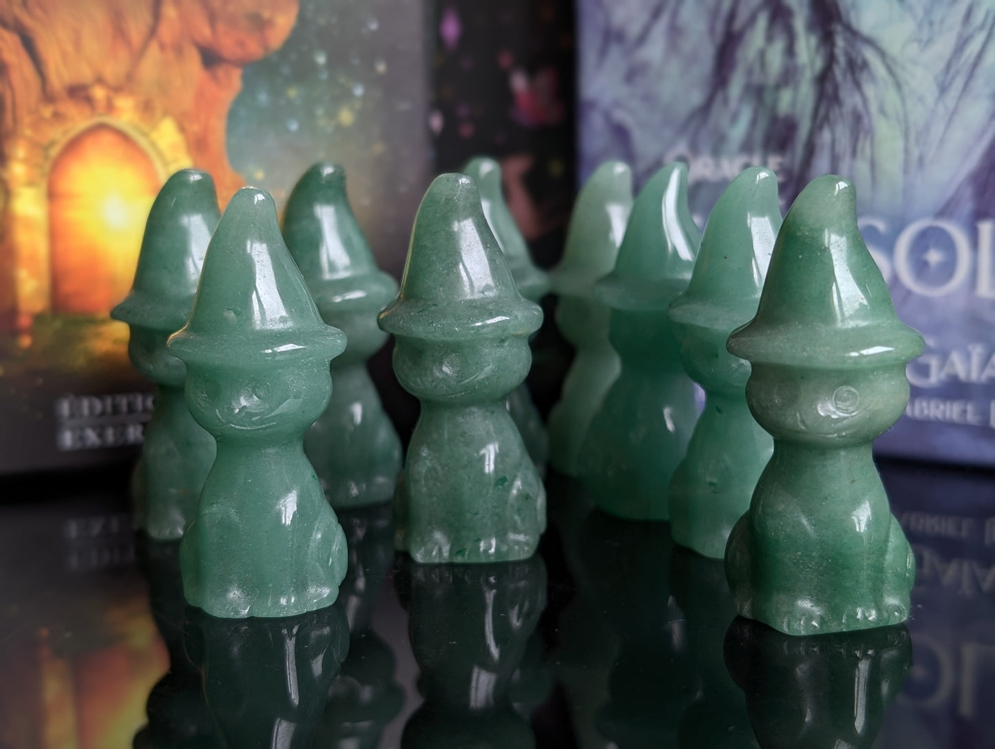 Chat en aventurine verte 5 cm - Aurore Lune