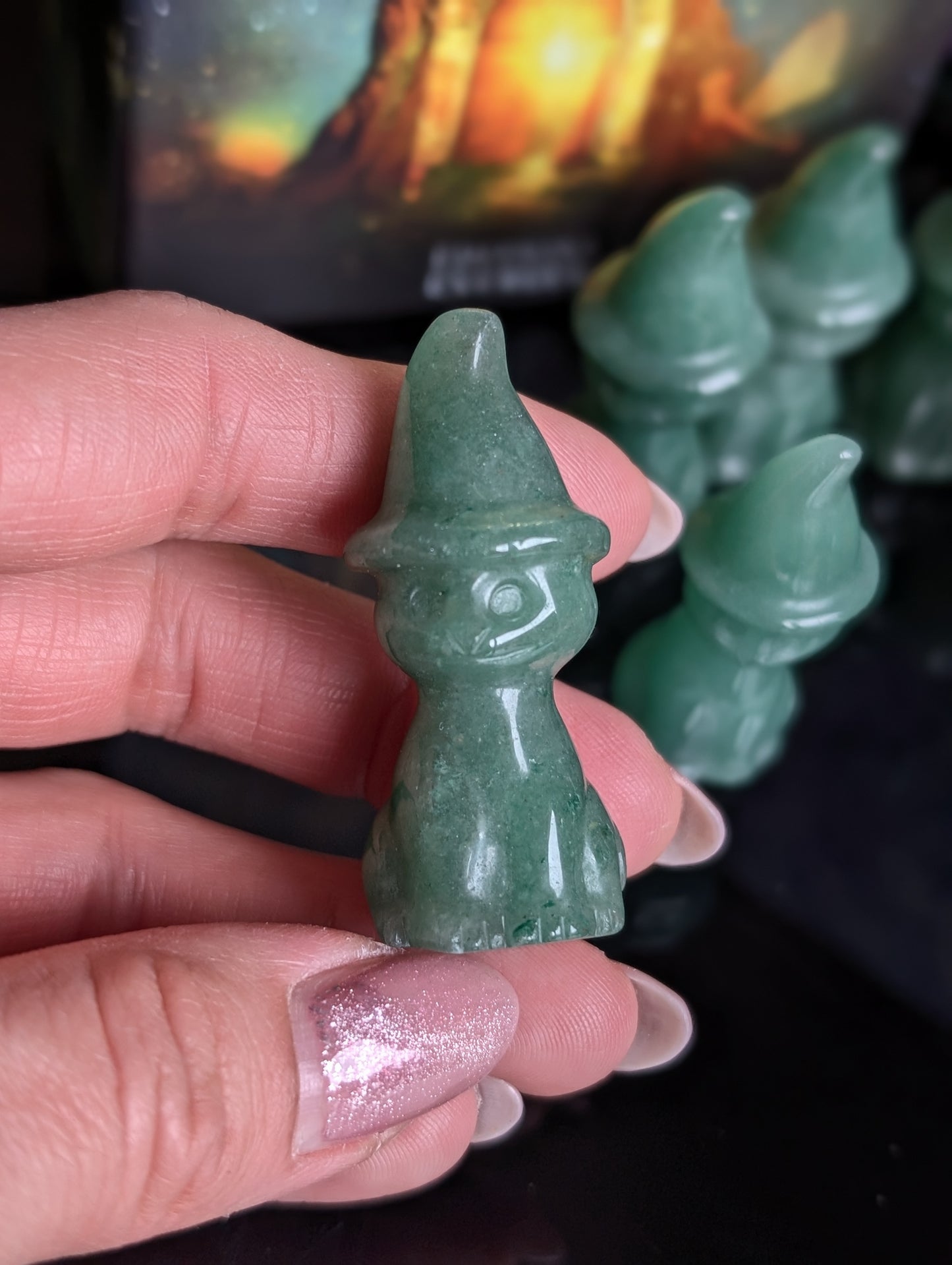 Chat en aventurine verte 5 cm - Aurore Lune