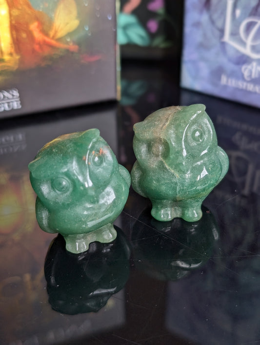 Chouette en aventurine verte 3.5 cm - Aurore Lune