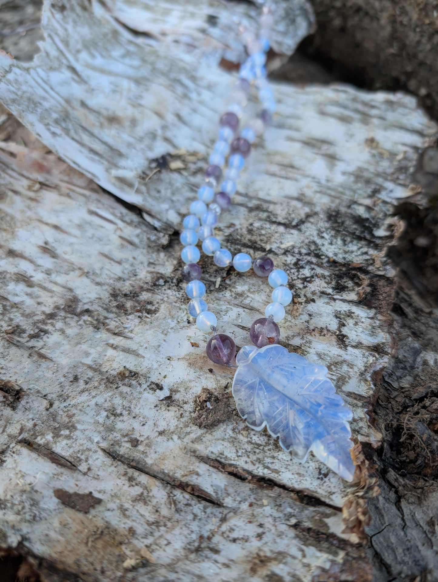 Collier Opalite Améthyste et Quartz Rose