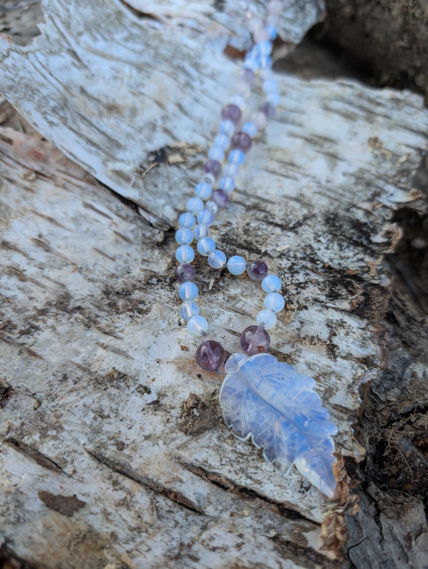 Collier Opalite Améthyste et Quartz Rose