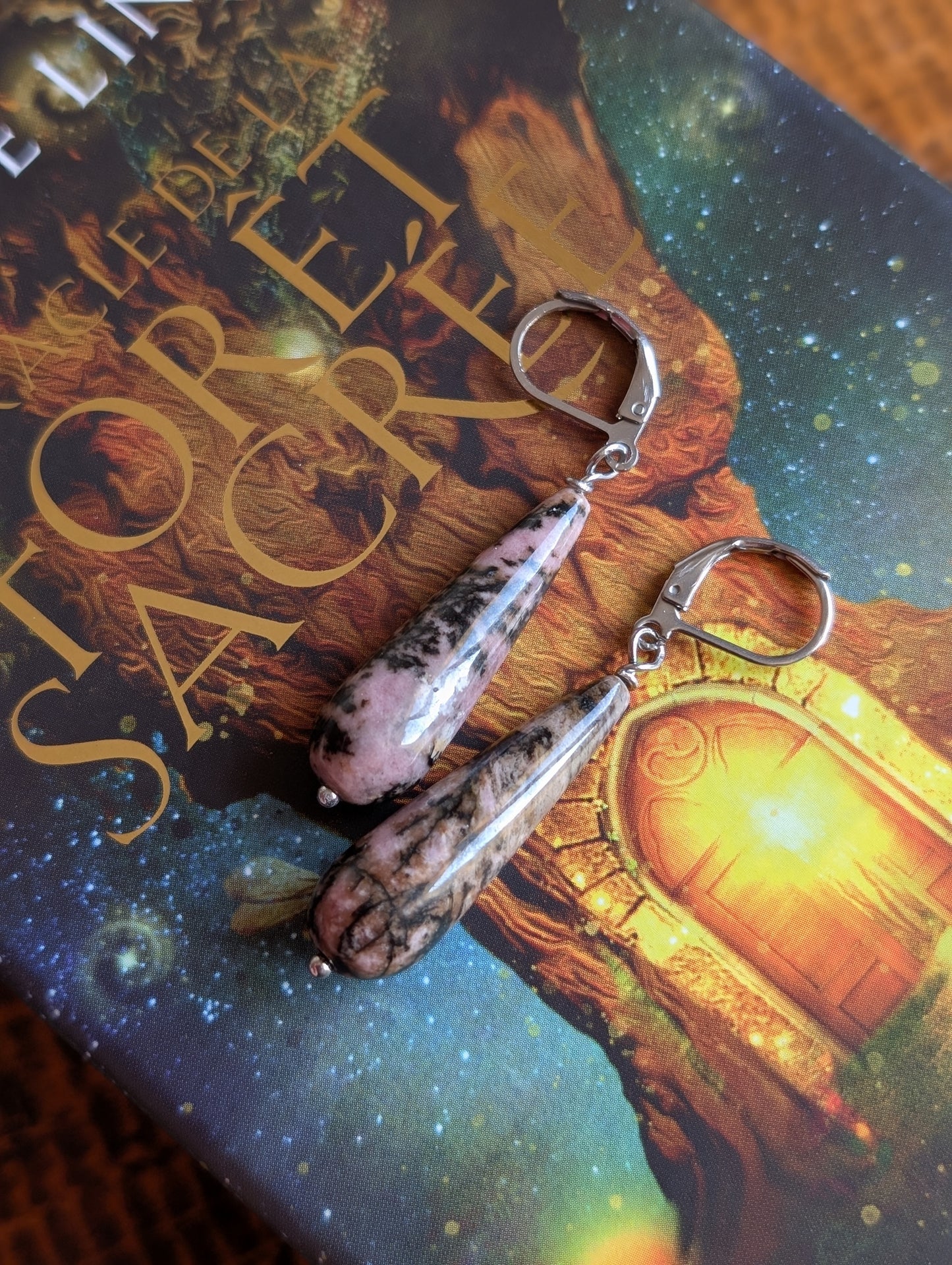 Boucles d’Oreilles en Rhodonite - Aurore Lune