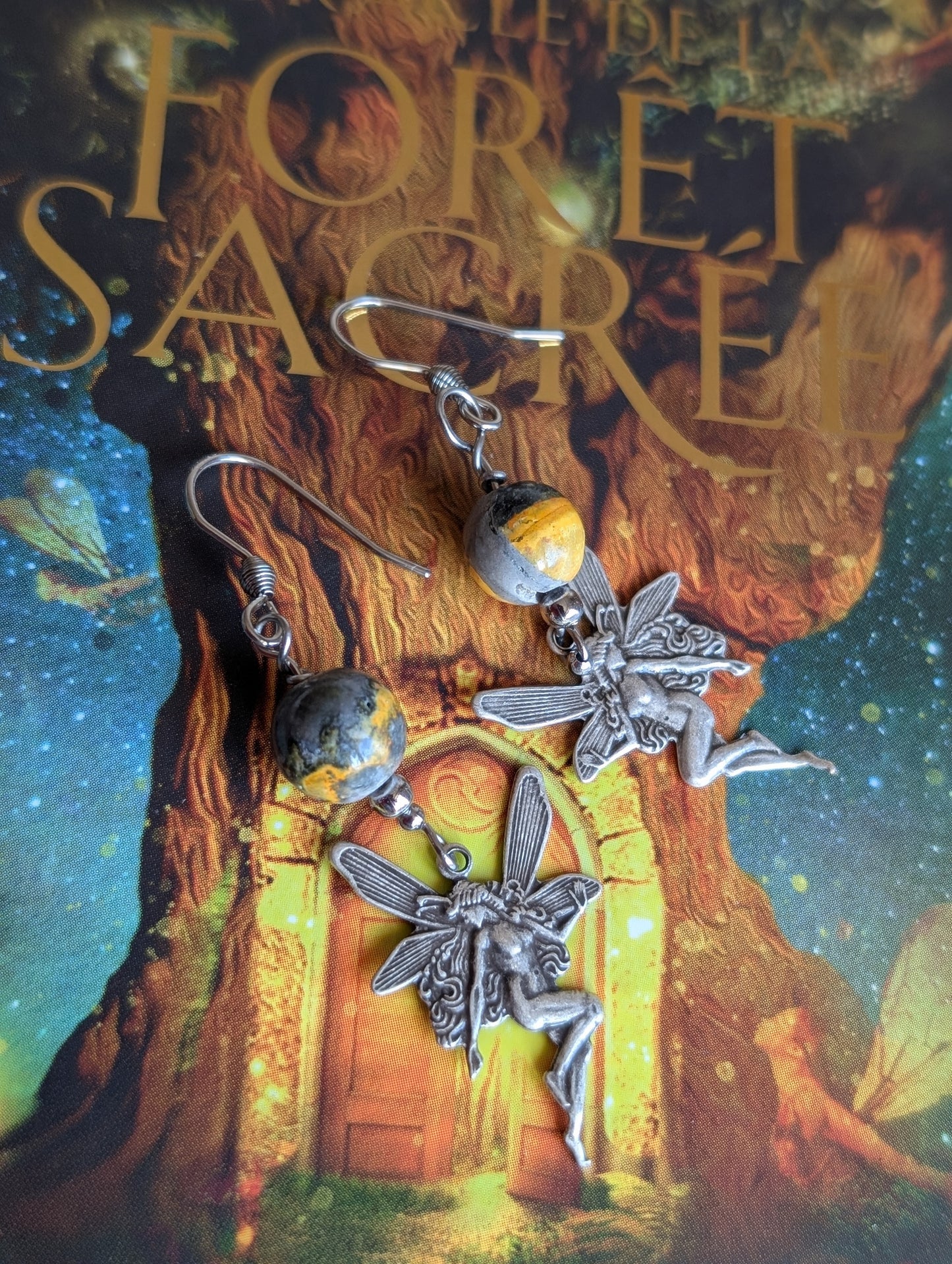 Boucles d'oreilles en jaspe bourdon