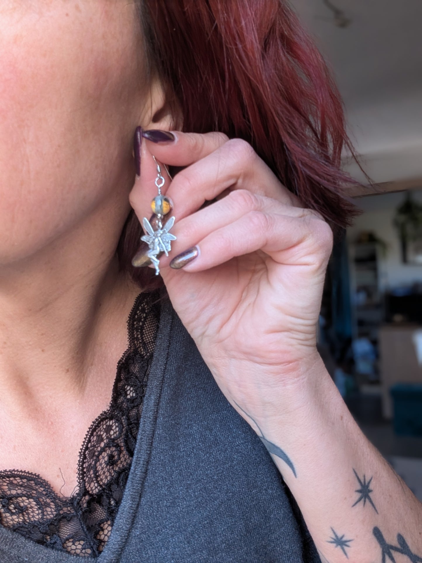 Boucles d'oreilles en jaspe bourdon