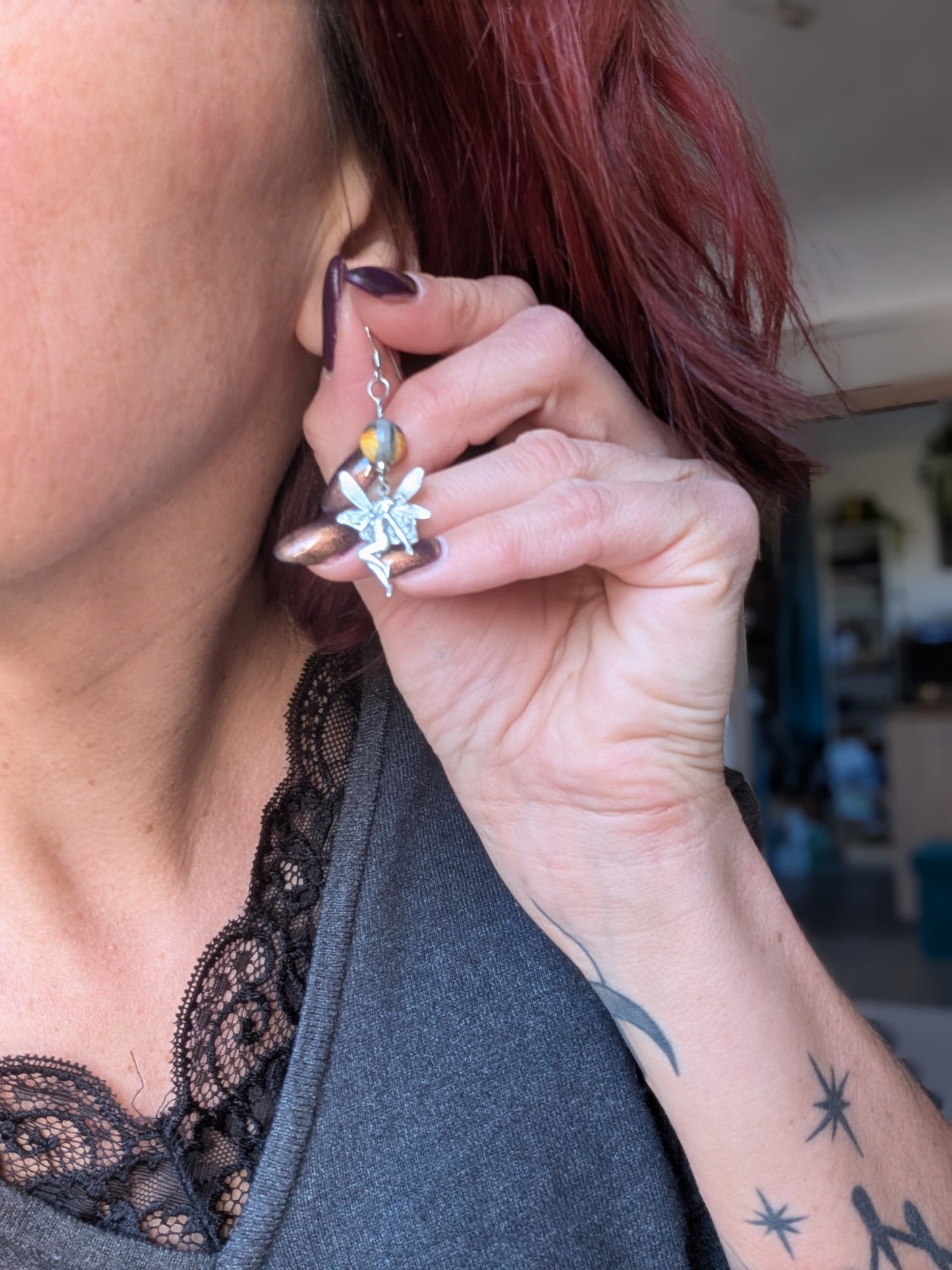 Boucles d'oreilles en jaspe bourdon