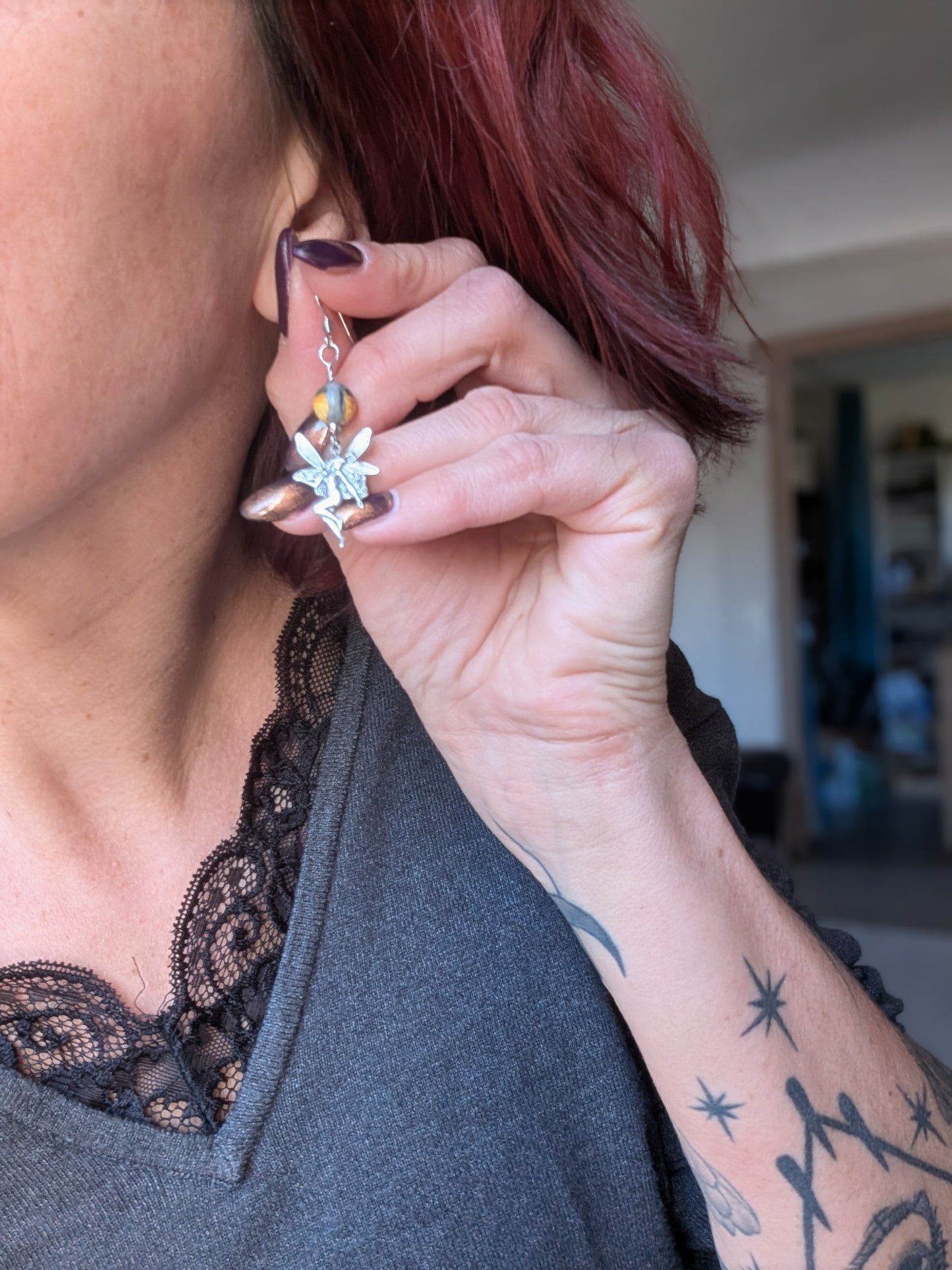 Boucles d'oreilles en jaspe bourdon