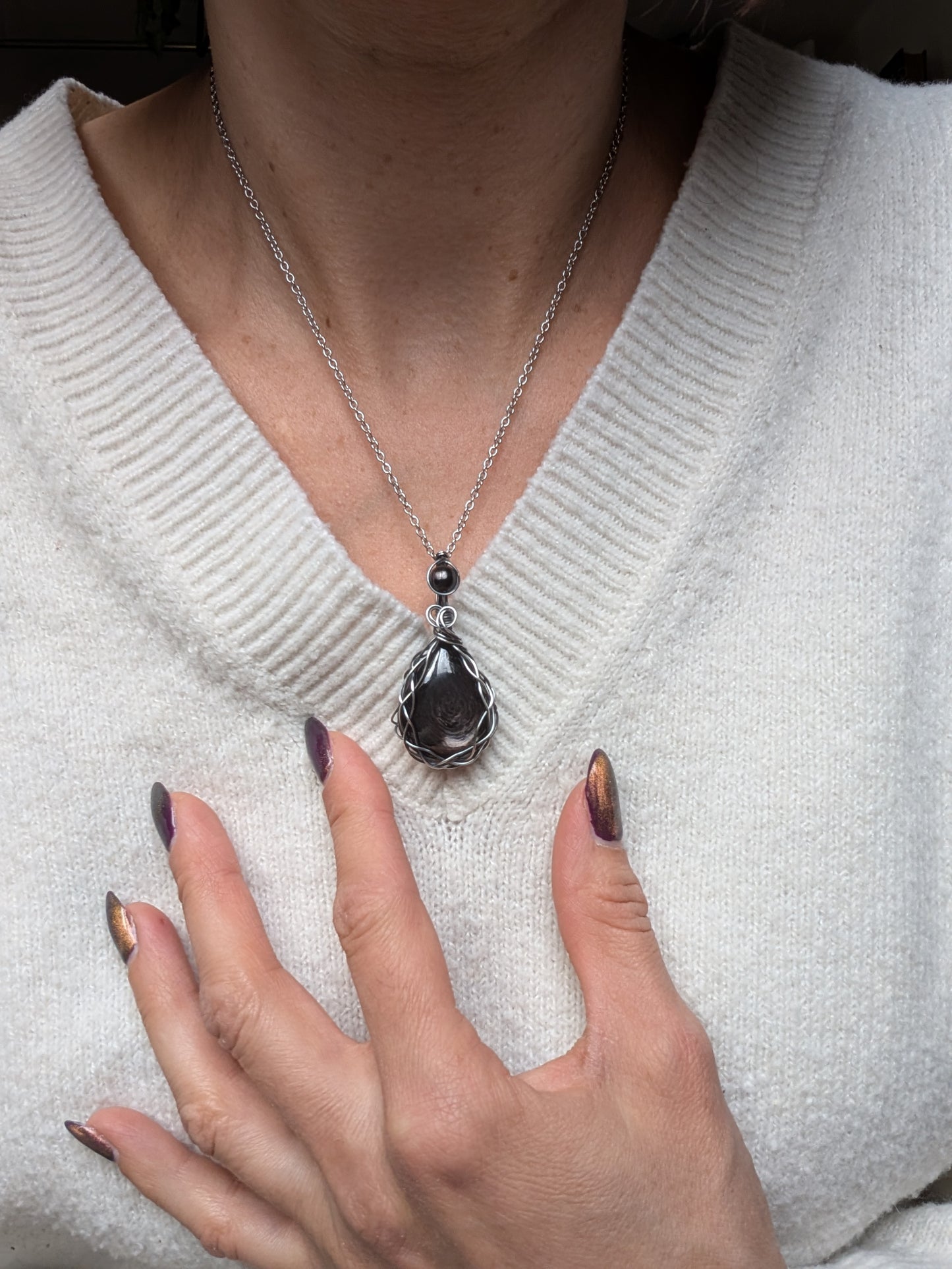 Collier en hypersthène silver filled qualité supérieure