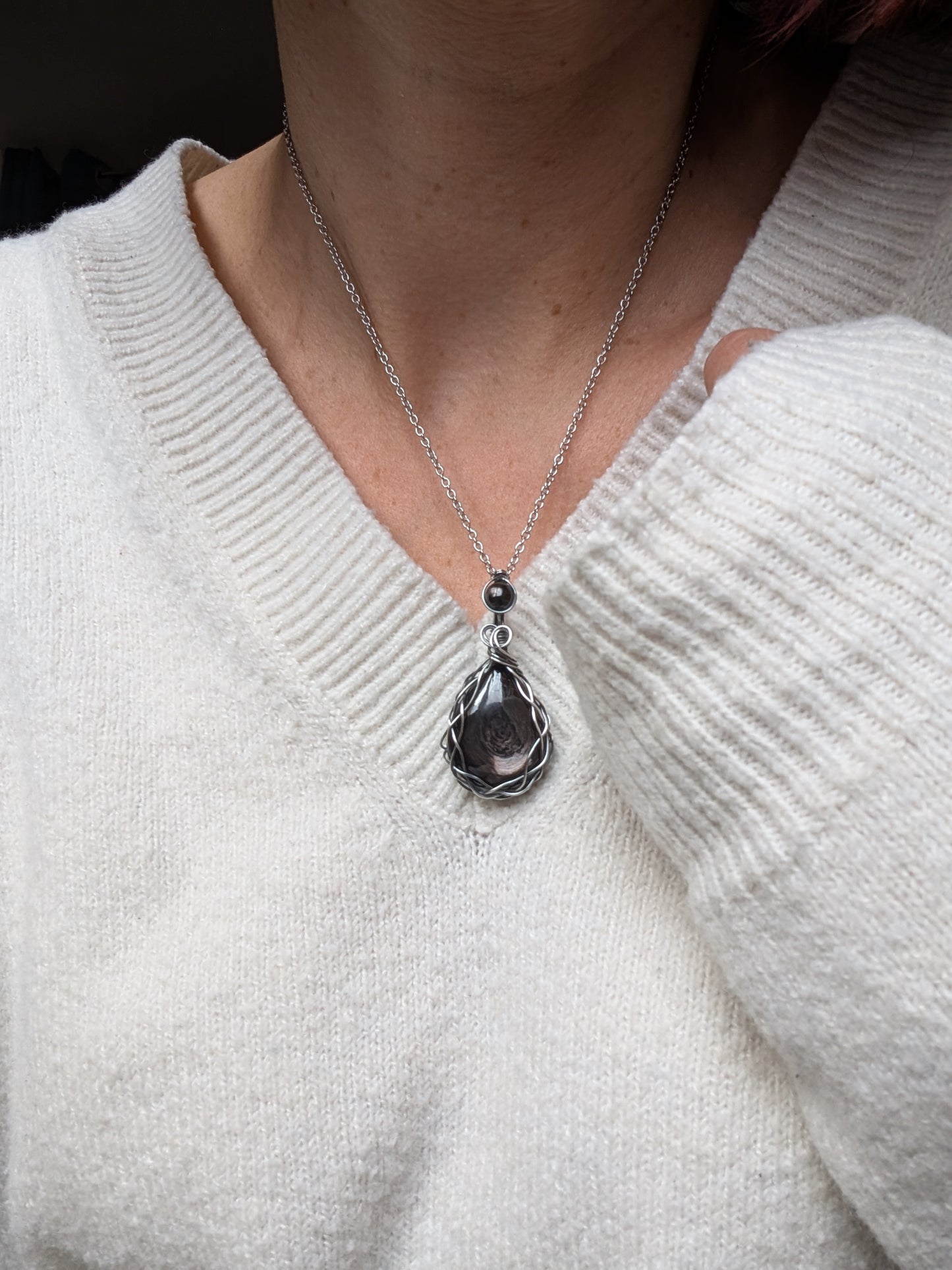 Collier en hypersthène silver filled qualité supérieure