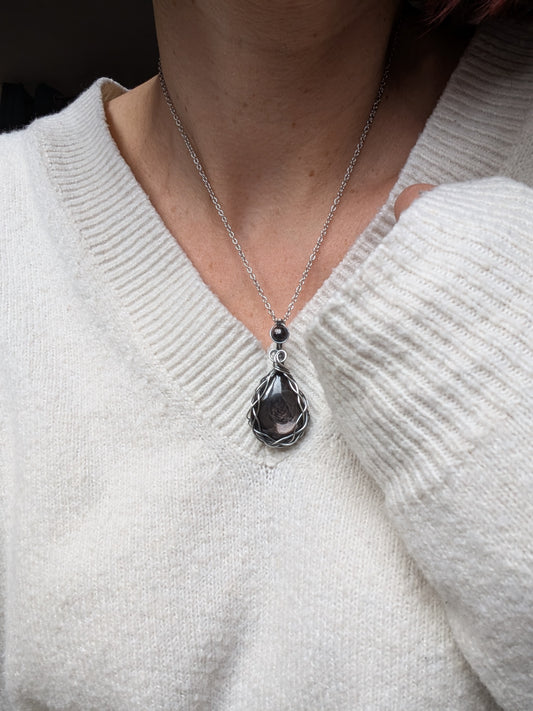 Collier en hypersthène silver filled qualité supérieure - Aurore Lune