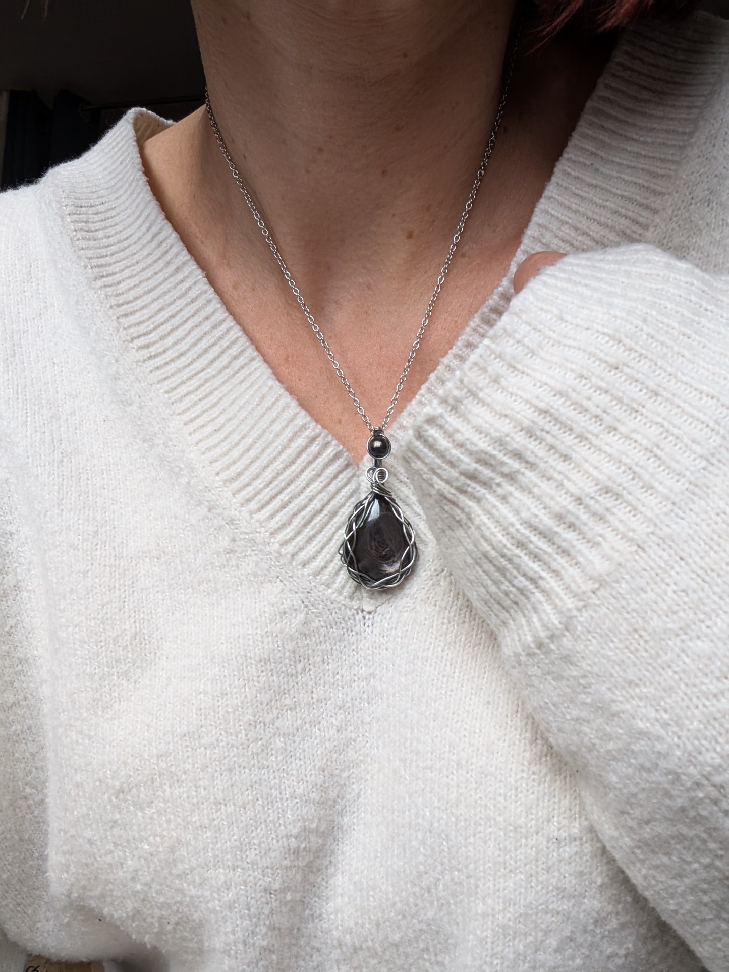 Collier en hypersthène silver filled qualité supérieure
