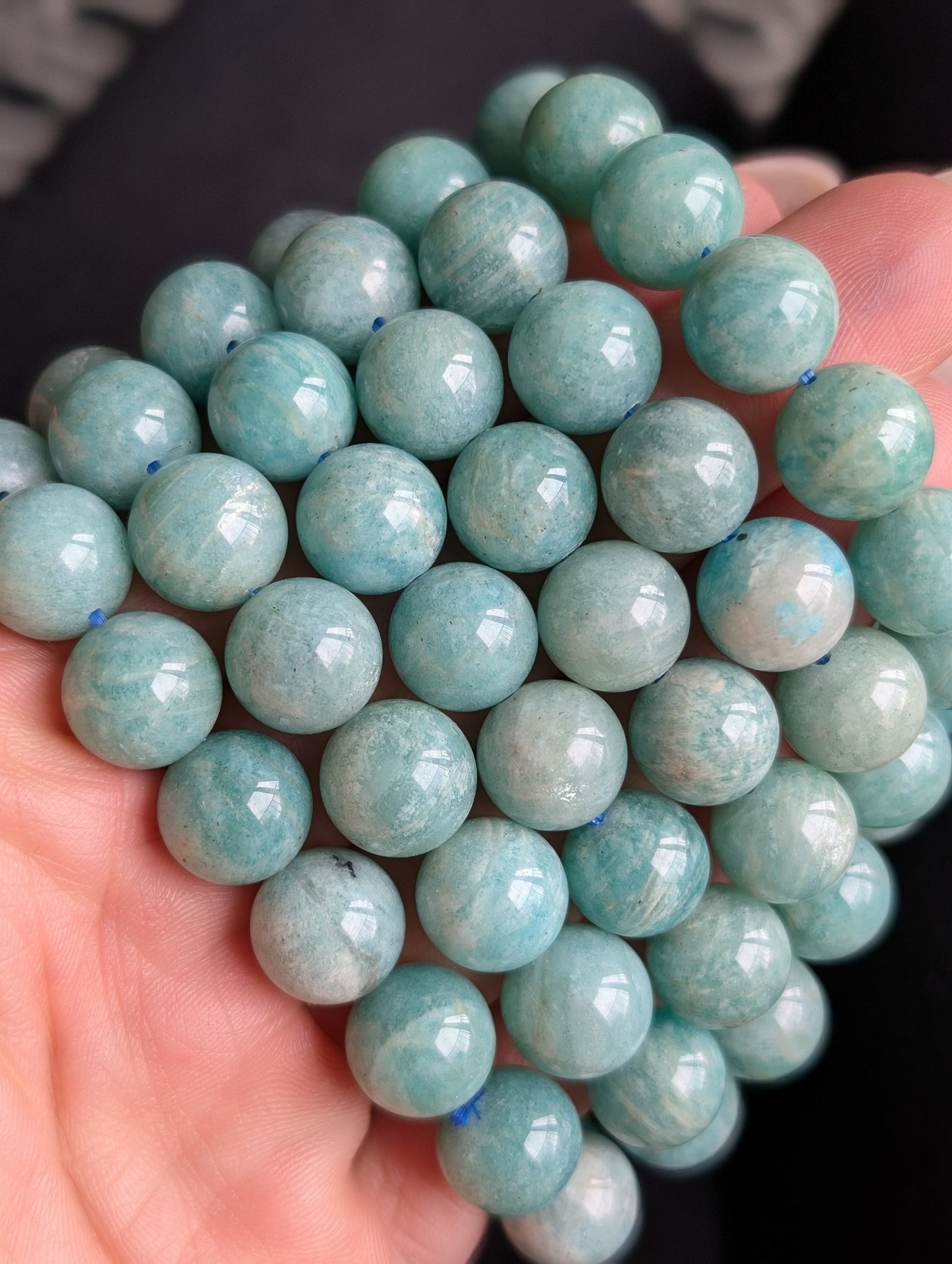 1 bracelet en amazonite élastiqué 15 cm - Aurore Lune