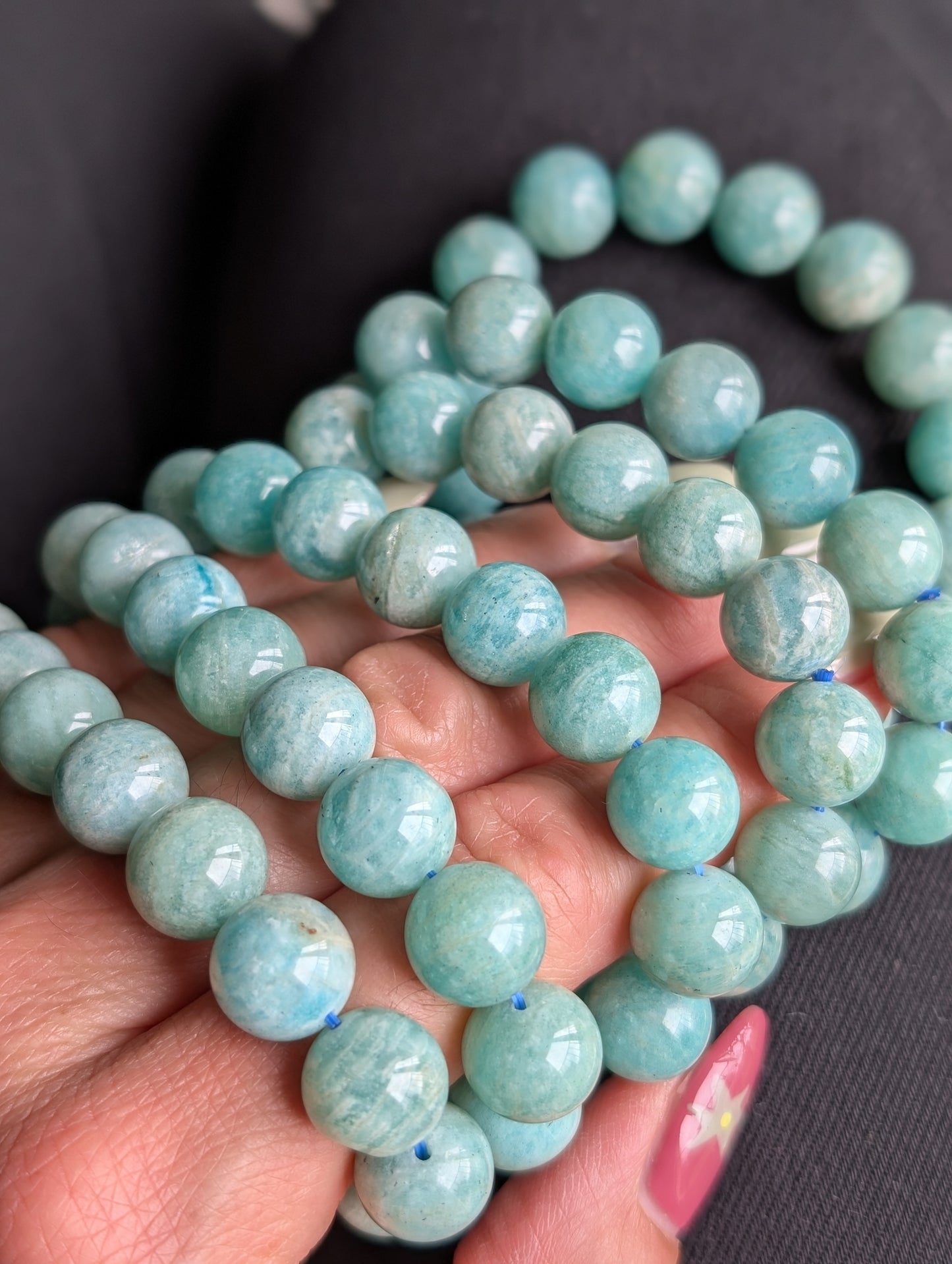 1 bracelet en amazonite élastiqué 15 cm - Aurore Lune
