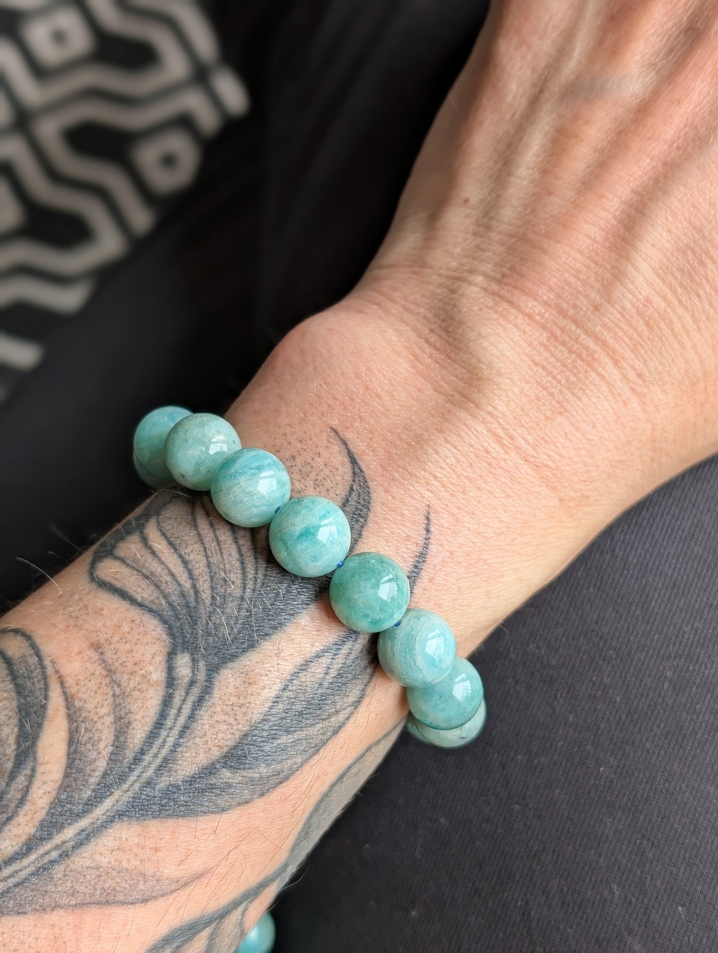1 bracelet en amazonite élastiqué 15 cm - Aurore Lune
