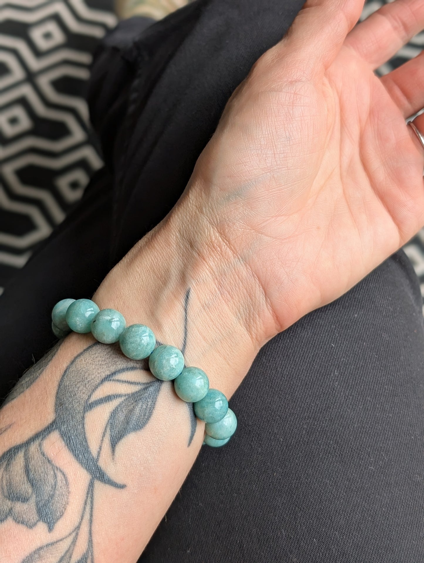 1 bracelet en amazonite élastiqué 15 cm - Aurore Lune