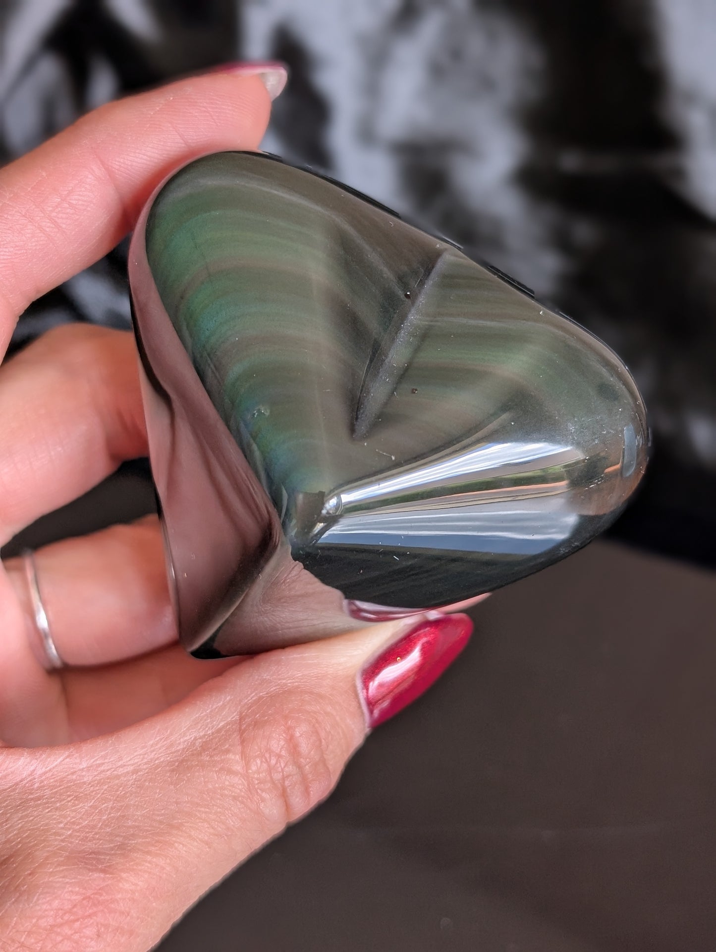 Coeur obsidienne oeil celeste ou arc en ciel