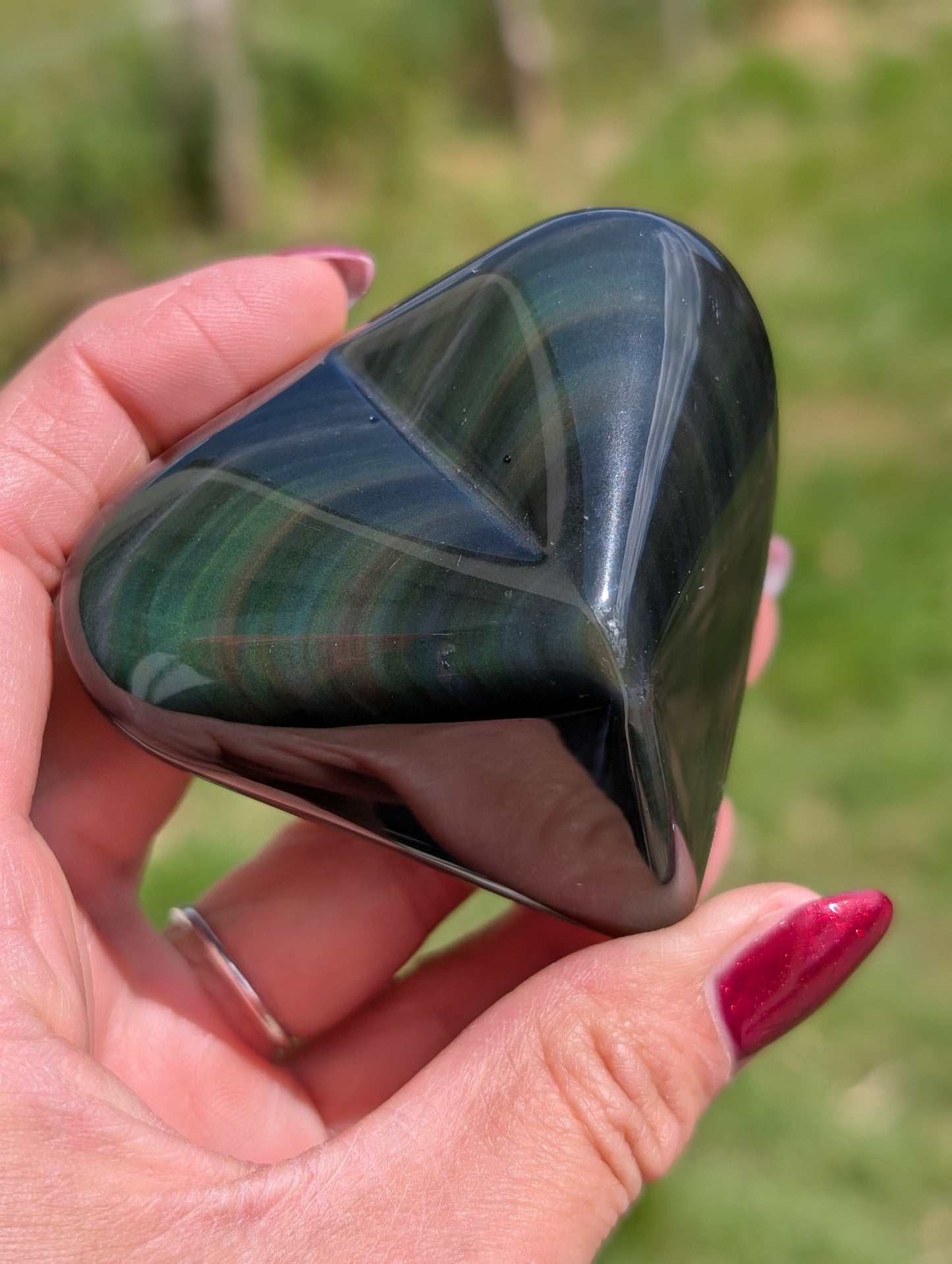 Coeur obsidienne oeil celeste ou arc en ciel