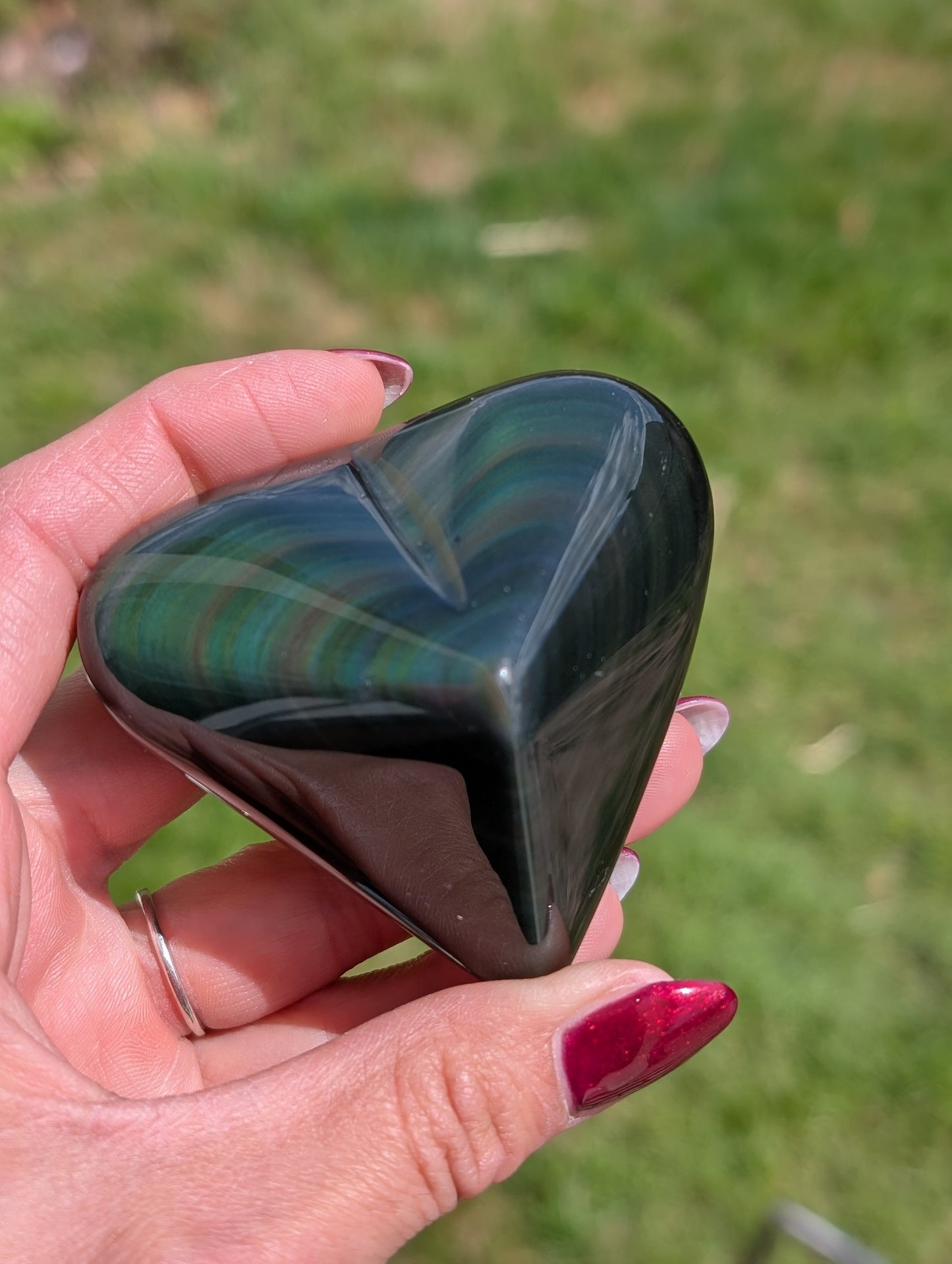Coeur obsidienne oeil celeste ou arc en ciel