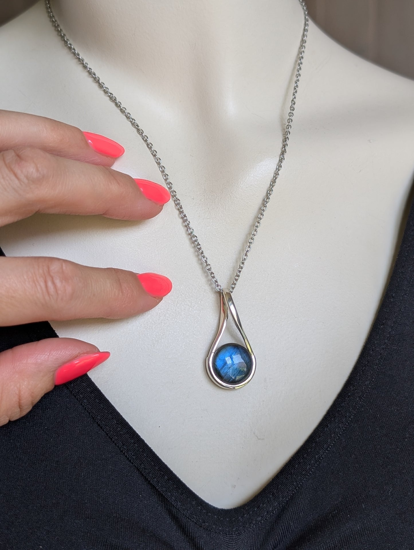 Collier complet avec labradorite et chaîne