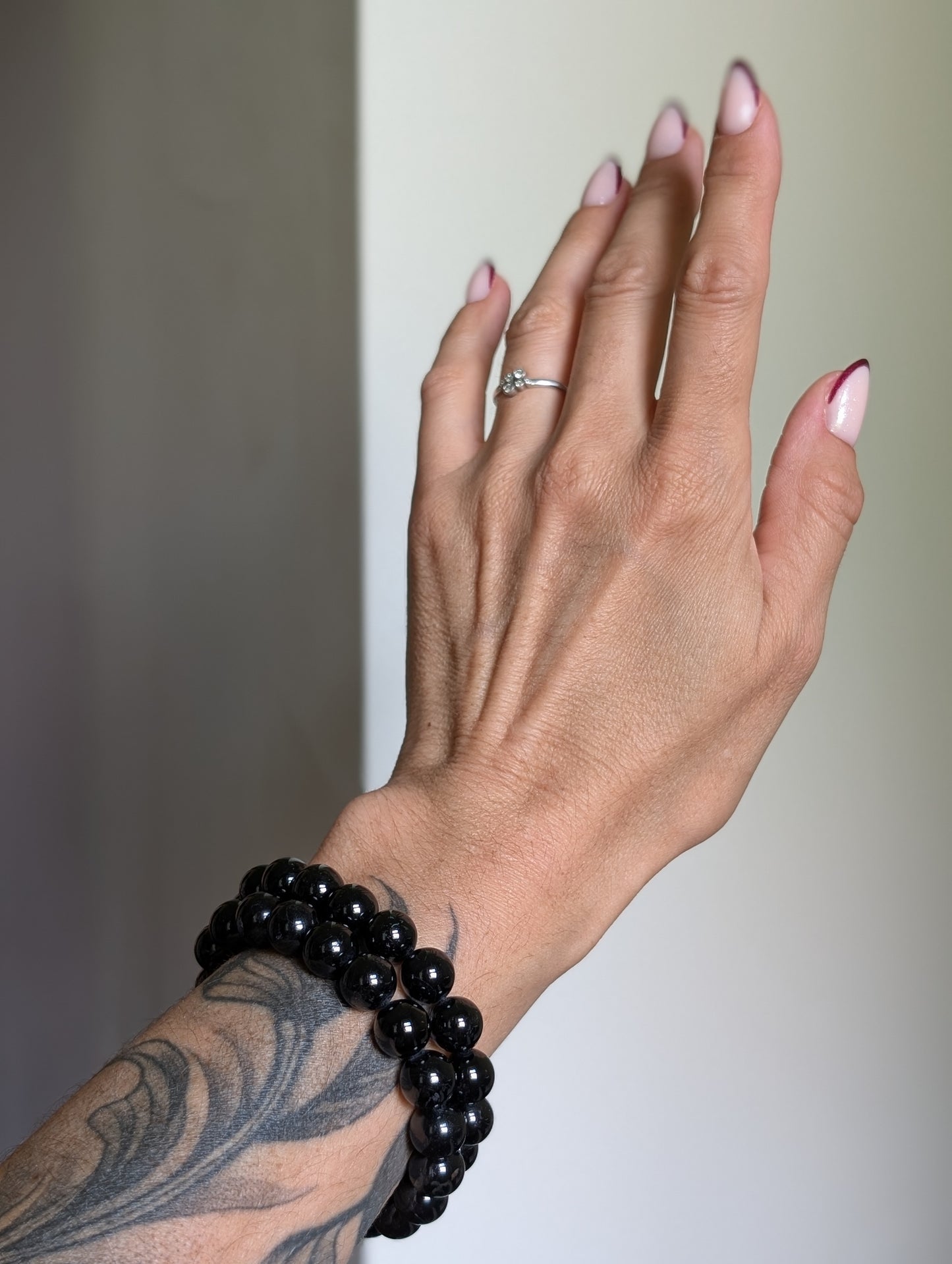 Bracelet 8 mm tourmaline noire avec 16-18 cm