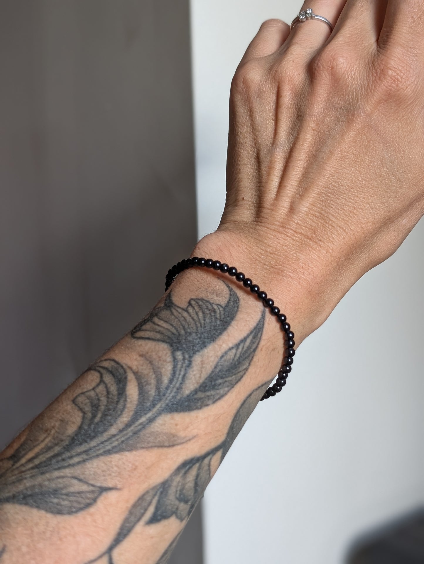 Bracelet 4 mm tourmaline noire 16-18 cm
