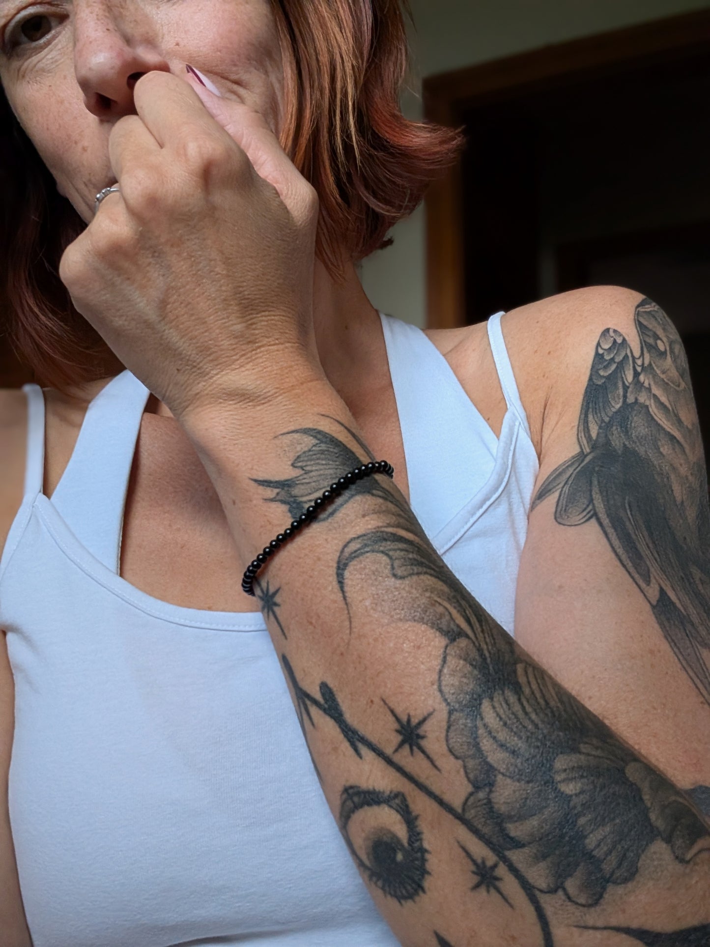 Bracelet 4 mm tourmaline noire 16-18 cm