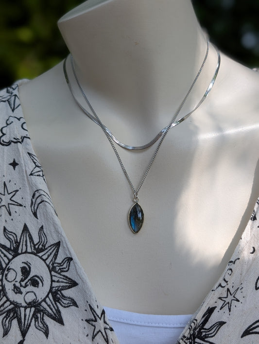 Collier double avec labradorite bleue
