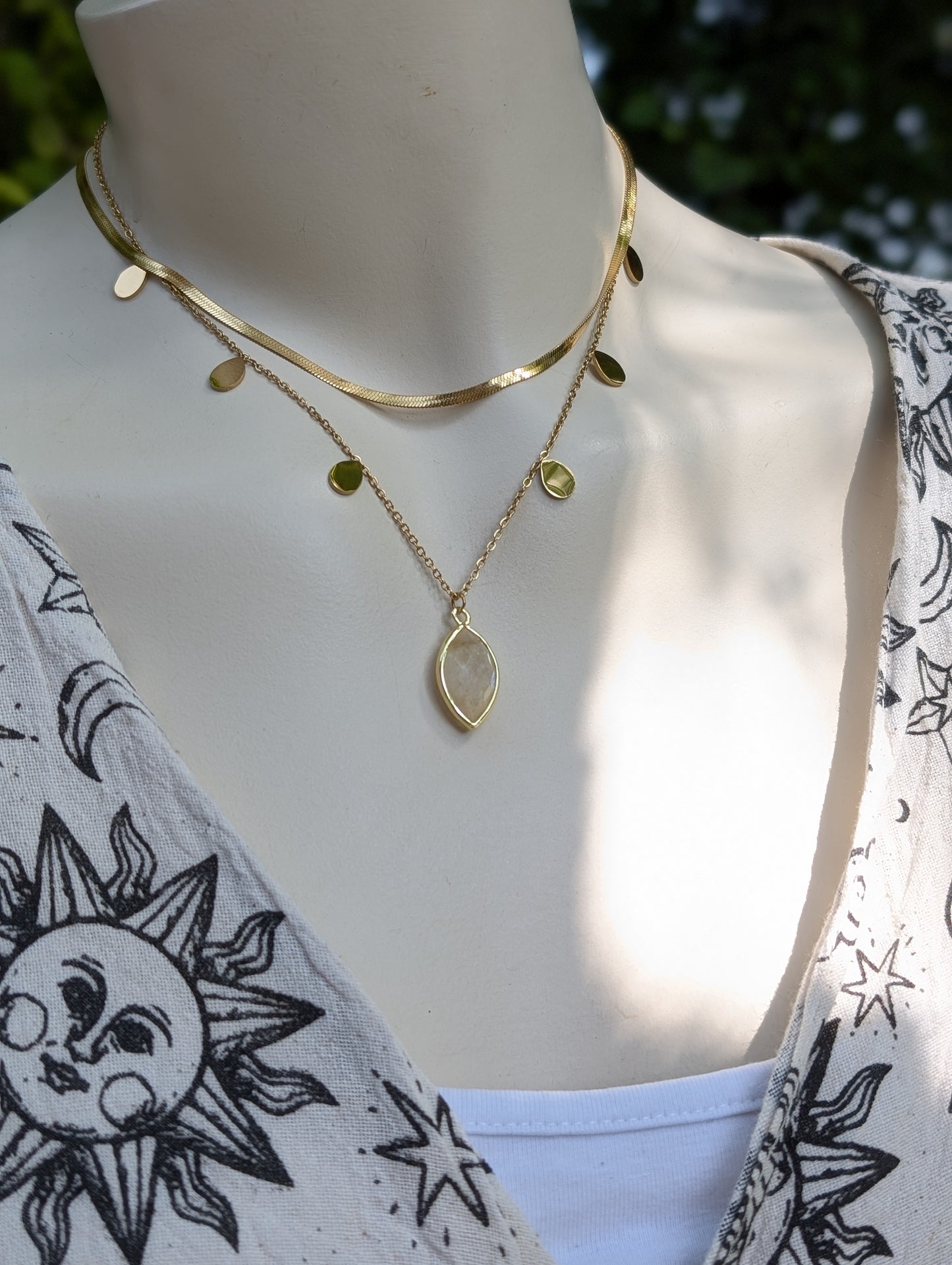 Collier double pierre de lune