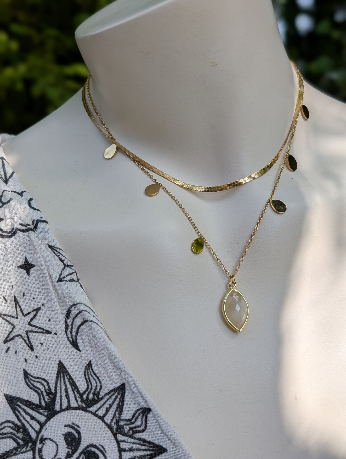 Collier double pierre de lune