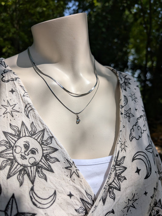 Collier double avec labradorite bleue