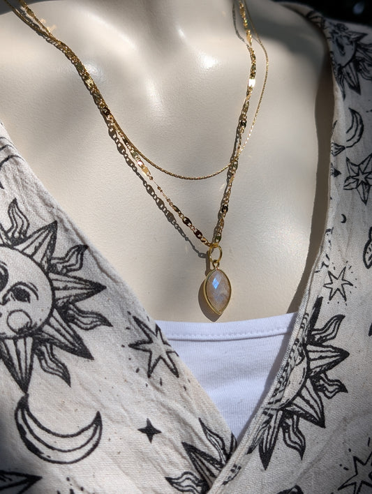 Collier double pierre de lune