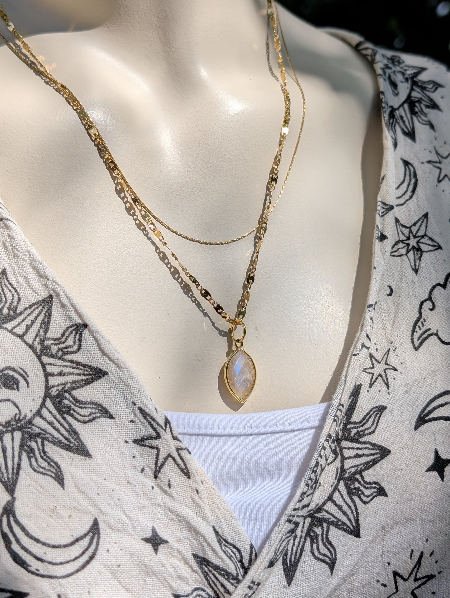 Collier double pierre de lune