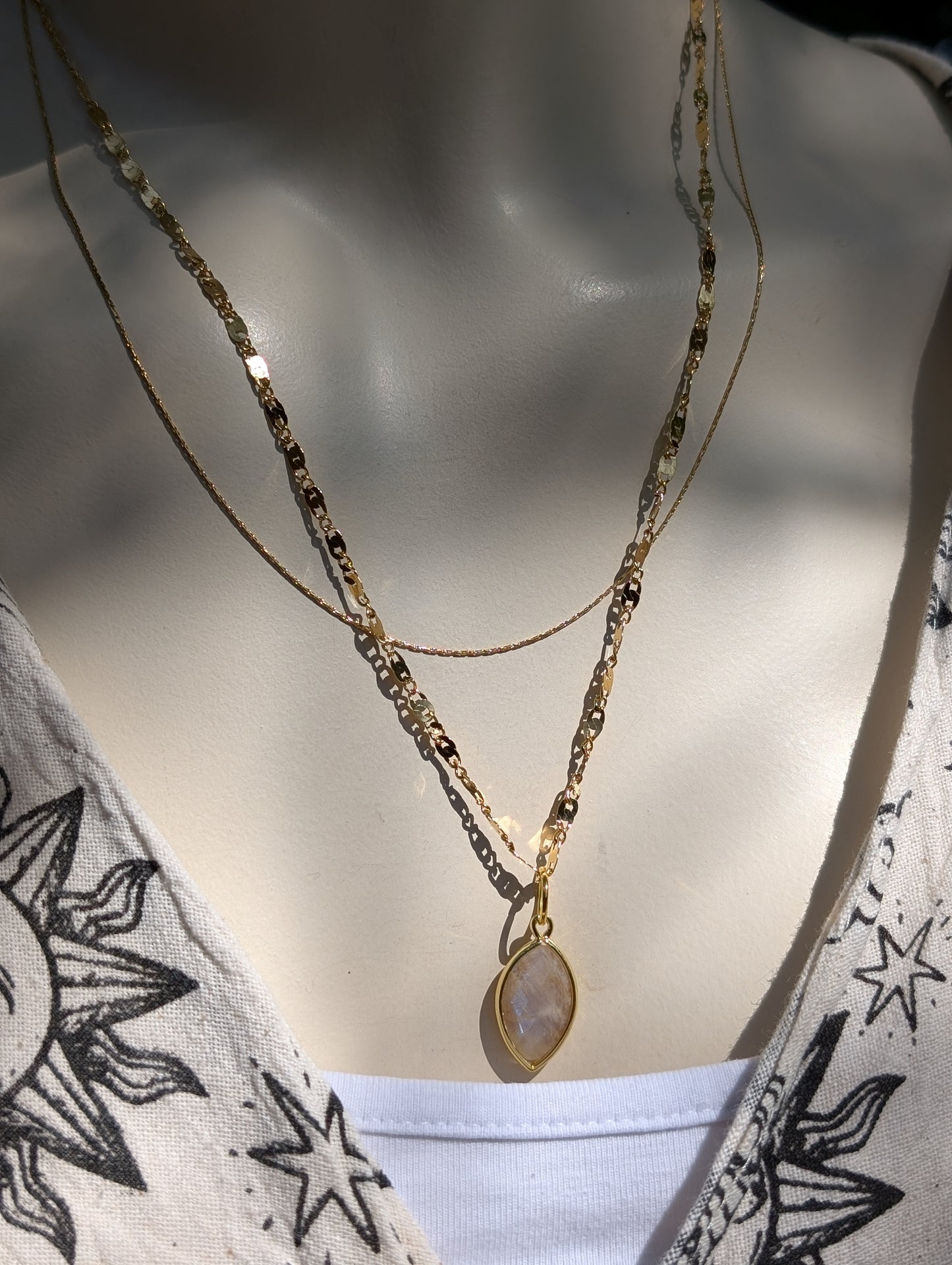 Collier double pierre de lune