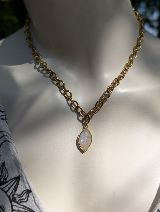 Collier double pierre de lune