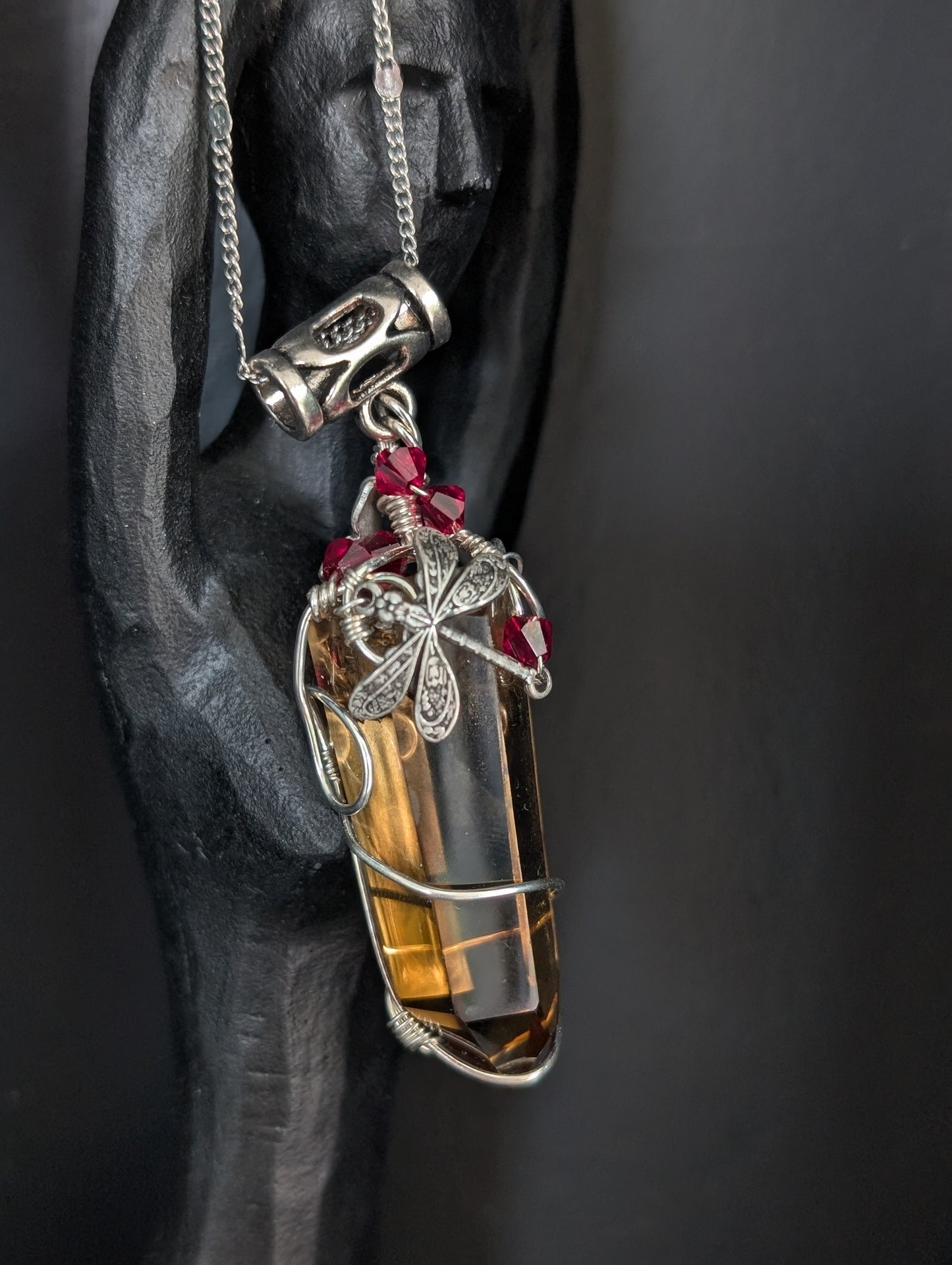 Collier wirewrap pointe de citrine avec fantôme authentique