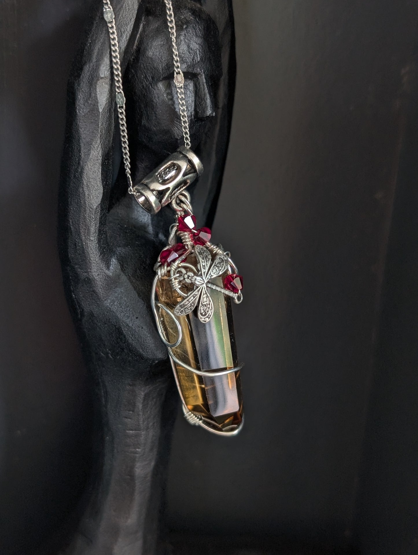 Collier wirewrap pointe de citrine avec fantôme authentique