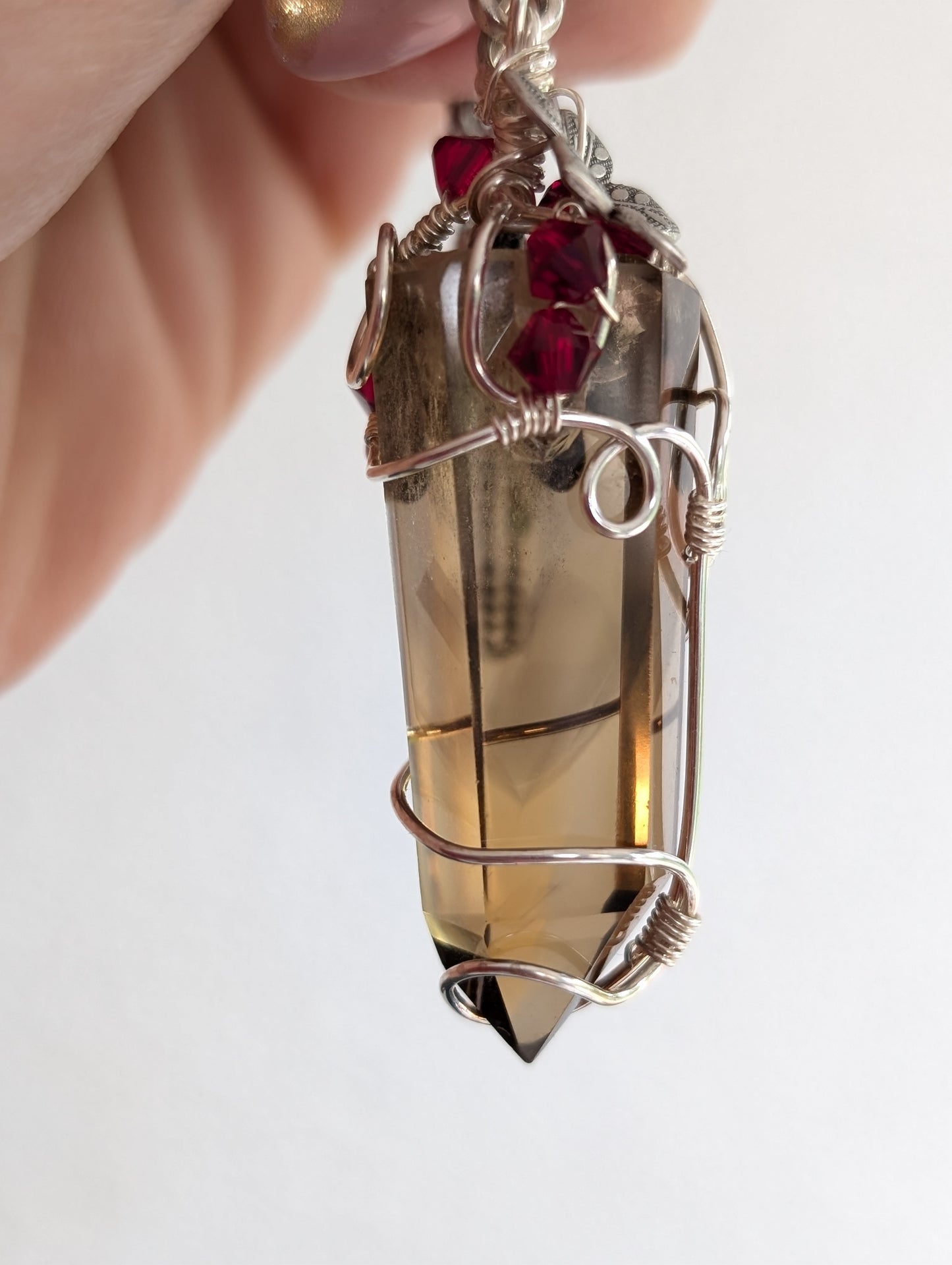 Collier wirewrap pointe de citrine avec fantôme authentique