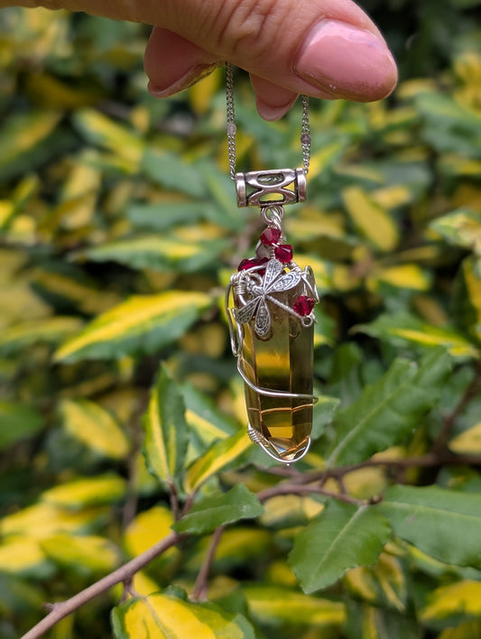 Collier wirewrap pointe de citrine avec fantôme authentique