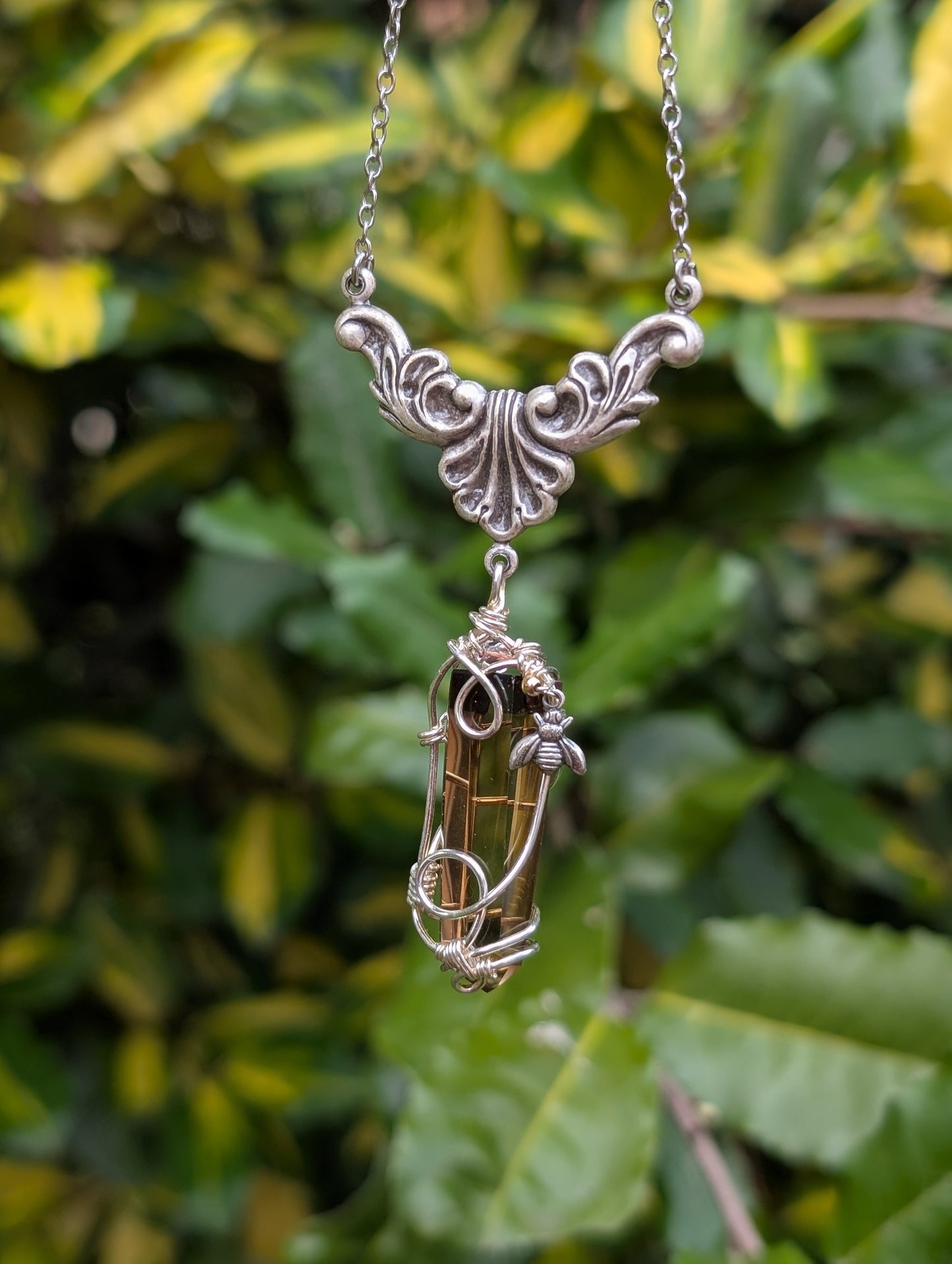 Collier wirewrap pointe de citrine authentique