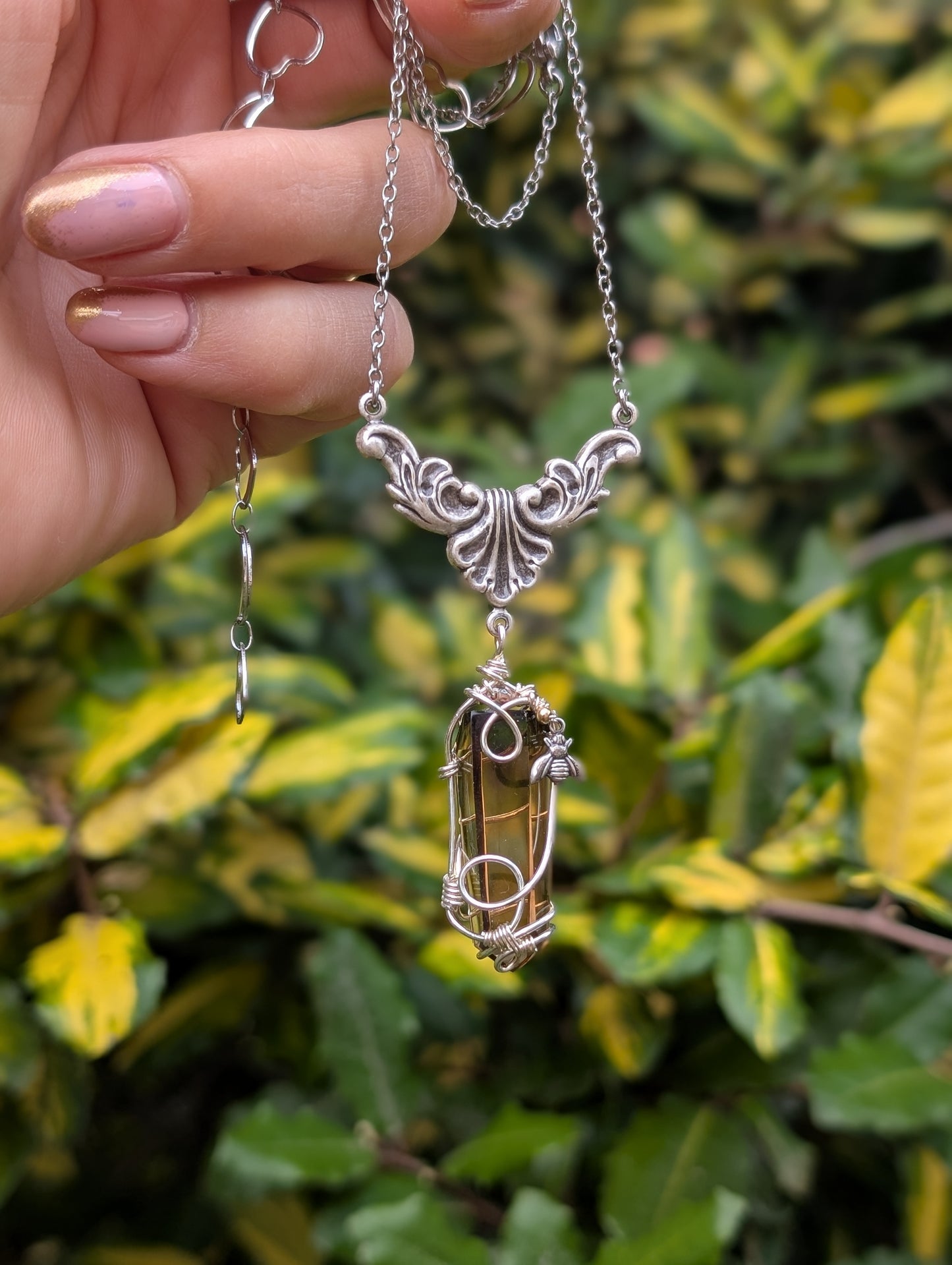 Collier wirewrap pointe de citrine authentique