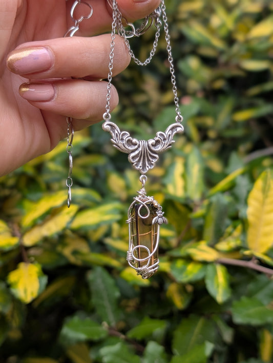 Collier wirewrap pointe de citrine authentique