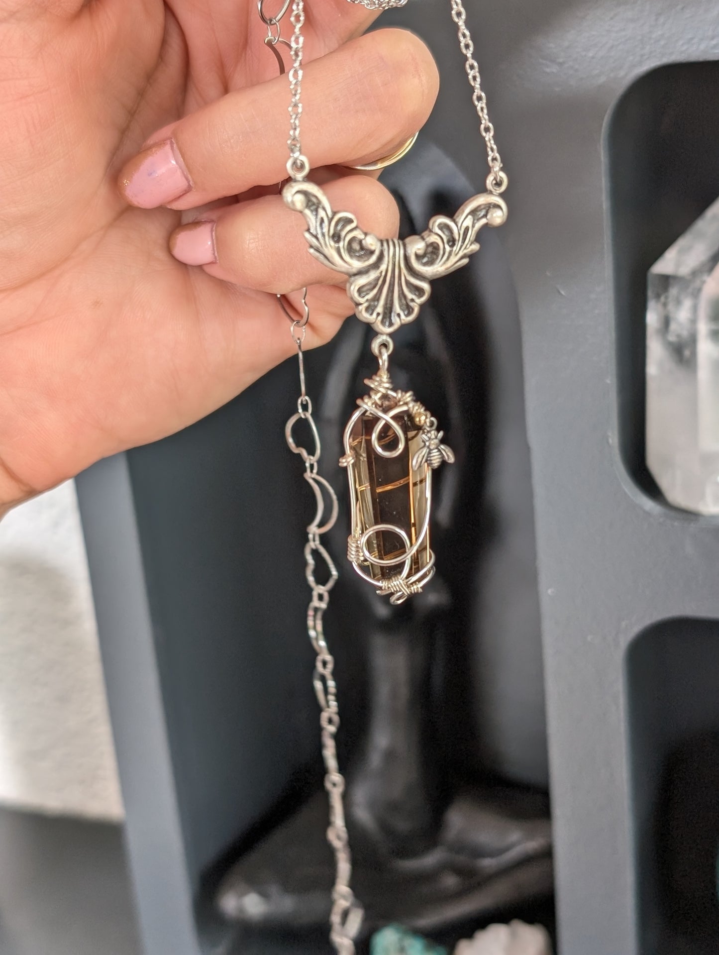 Collier wirewrap pointe de citrine authentique